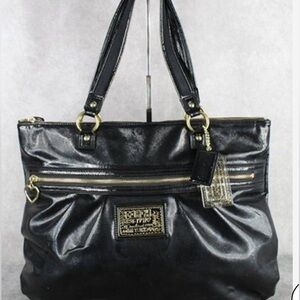 Coach Like New Poppy Daisy Liquid Gloss Patent Leather Tote Shoulder Bag